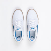 Nike SB Solarsoft Portmore II Canvas Shoes - White / Industrial Blue - Gum Light Brown thumbnail