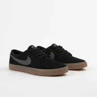 Nike SB Solarsoft Portmore II Shoes - Black / Dark Grey - Gum Light Brown thumbnail