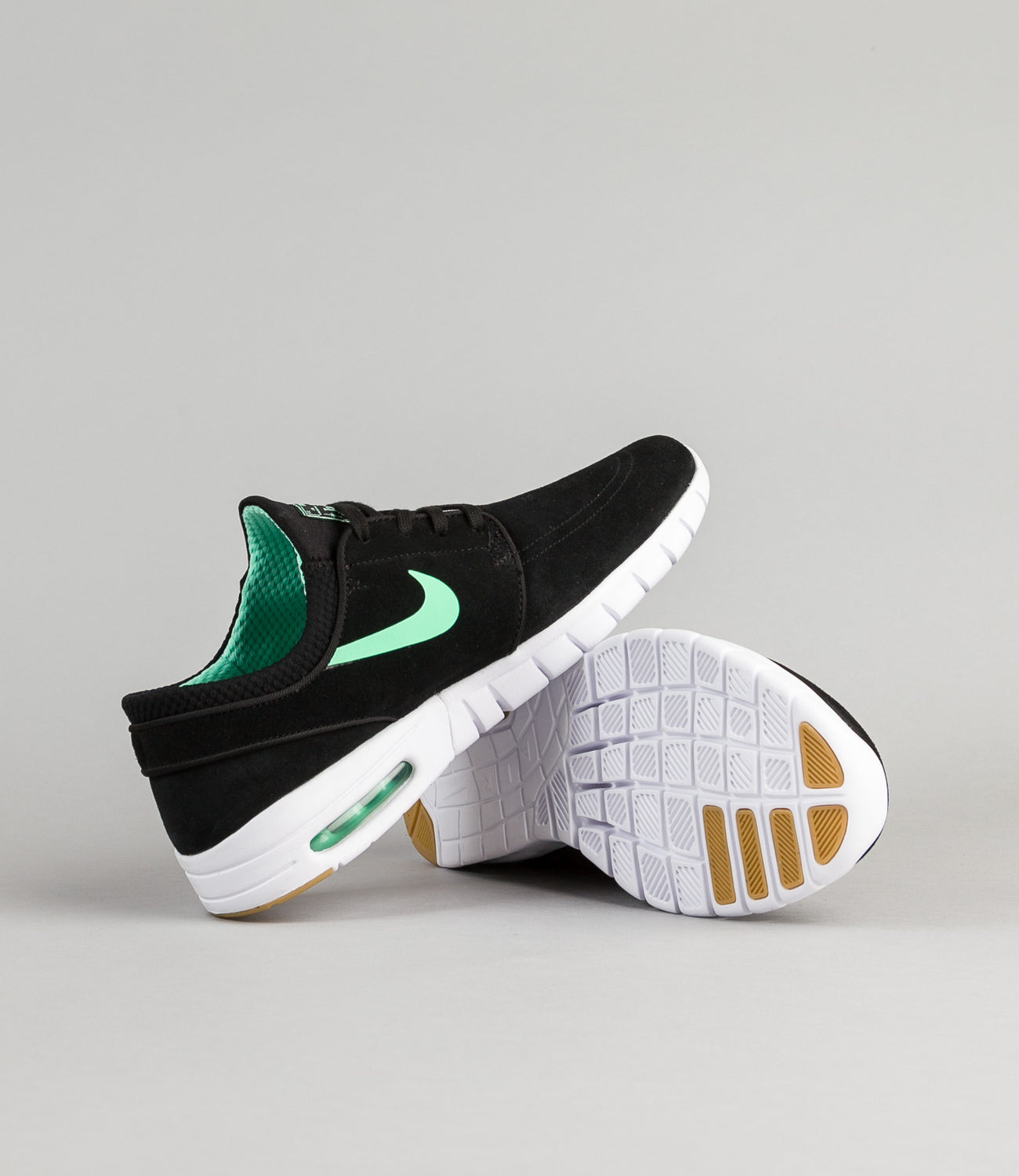Nike SB Janoski Max Suede Shoes - Black / Green Glow - - Flatspot