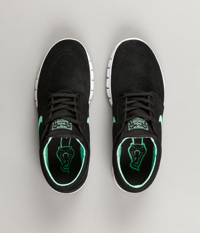 Nike SB Stefan Janoski Max Suede Shoes - Black / Green Glow - White - Gum Light Brown
