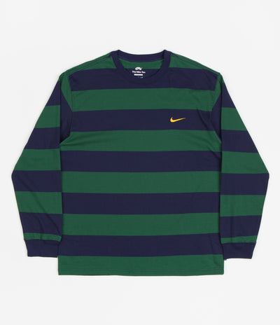 Nike SB Stripe Long Sleeve T-Shirt - Midnight Navy / Gorge Green