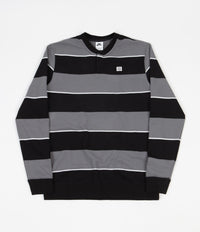 Nike SB Striped Henley Long Sleeve T-Shirt - Black / Smoke Grey / White