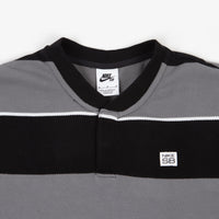 Nike SB Striped Henley Long Sleeve T-Shirt - Black / Smoke Grey / White thumbnail