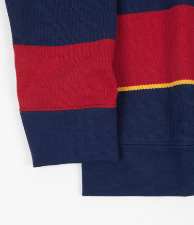 Nike SB Striped Henley Long Sleeve T-Shirt - Midnight Navy / Gym Red / Pollen