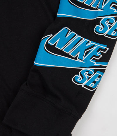 Nike SB Triple Stack Long Sleeve T-Shirt - Black / Blue Stardust