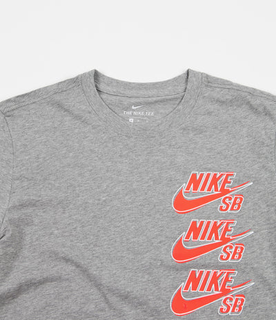Nike SB Triple Stack T-Shirt - Dark Grey Heather / Bright Crimson