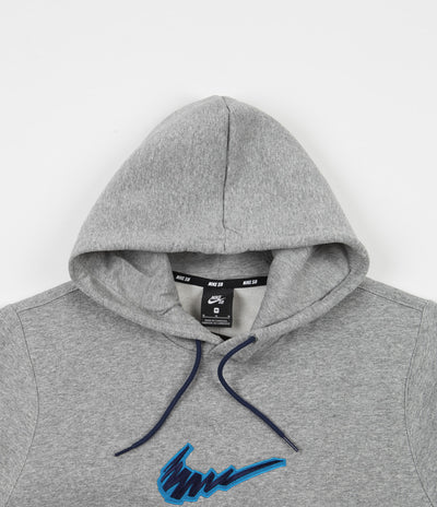 Nike SB Truck Fleece Hoodie - Dark Grey Heather / Laser Blue