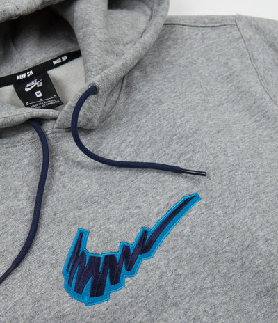 Nike SB Truck Fleece Hoodie - Dark Grey Heather / Laser Blue