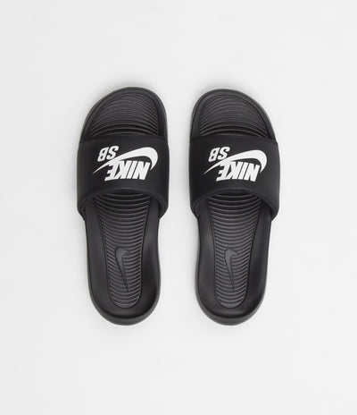 Nike SB Victori One Slides - Black / White - Black