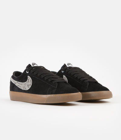 Nike SB x Wacko Maria Blazer Low GT QS Shoes - Black / Light Bone - White - Gum Medium Brown
