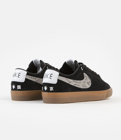 Nike SB x Wacko Maria Blazer Low GT QS Shoes - Black / Light Bone - White - Gum Medium Brown