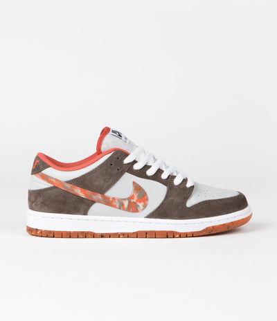Nike SB x Crushed DC Dunk Low Pro Shoes in Olive Grey and Manta Orange and Rattan
