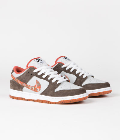 Nike SB x Crushed DC Dunk Low Pro Shoes in Olive Grey and Manta Orange and Rattan