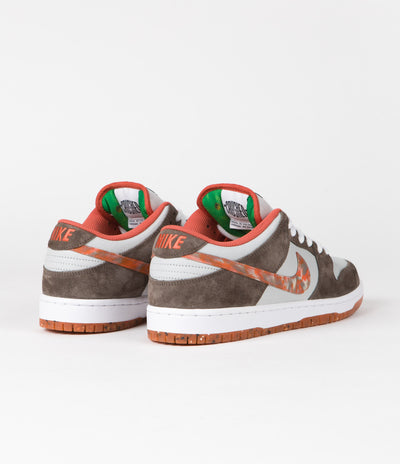 Nike SB x Crushed DC Dunk Low Pro Shoes in Olive Grey and Manta Orange and Rattan