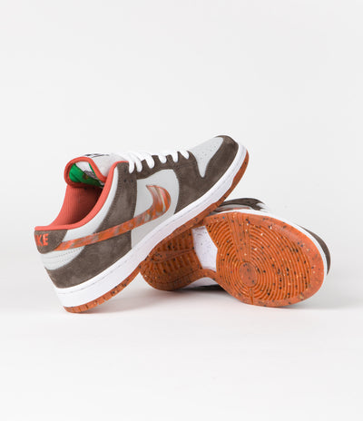 Nike SB x Crushed DC Dunk Low Pro Shoes in Olive Grey and Manta Orange and Rattan