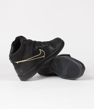 Nike SB x FAUST Dunk High Pro Shoes - Black / Black - Metallic Gold