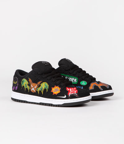 Nike SB x Neckface Dunk Low Pro Shoes in Black and White and Multicolour