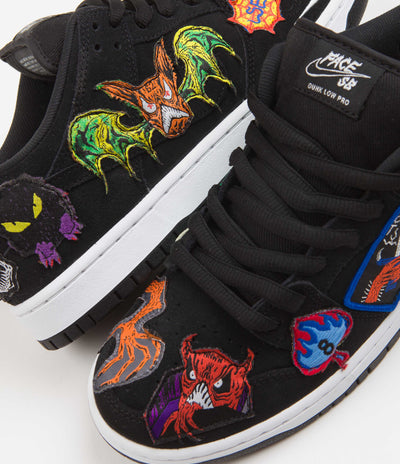 Nike SB x Neckface Dunk Low Pro Shoes in Black and White and Multicolour
