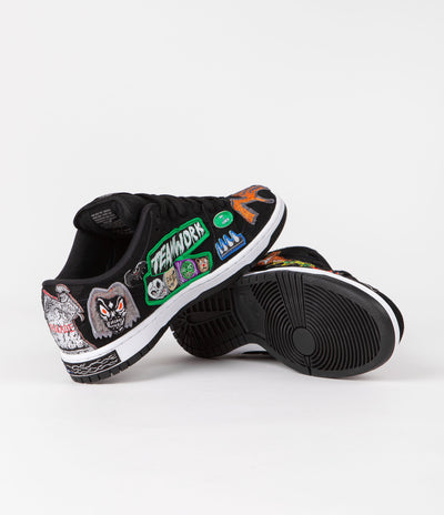 Nike SB x Neckface Dunk Low Pro Shoes in Black and White and Multicolour