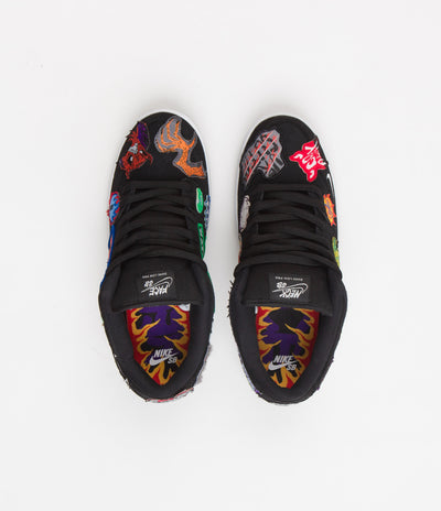 Nike SB x Neckface Dunk Low Pro Shoes - Black / White - Multicolour