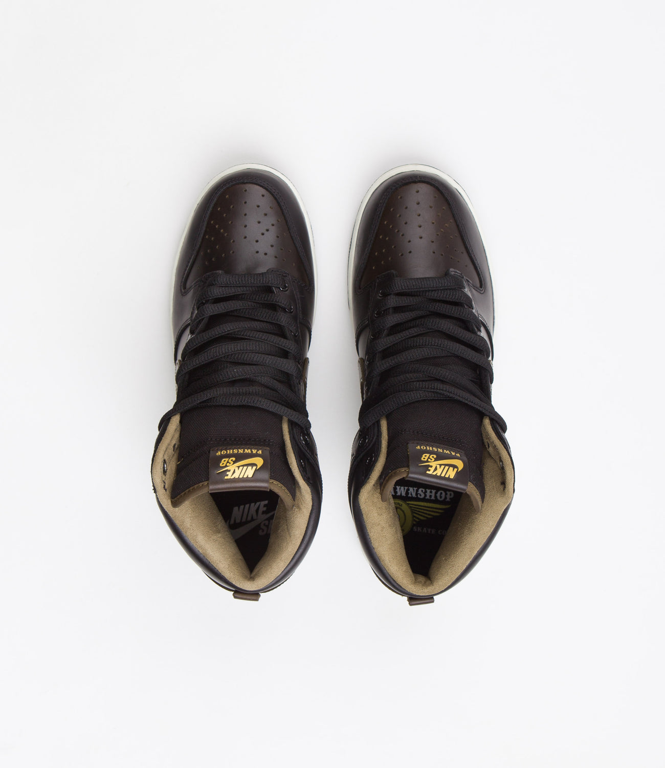 Nike SB x Pawnshop Dunk High OG Shoes - Black / Black - Metallic Gold | Flatspot