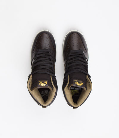 Nike SB x Pawnshop Dunk High OG Shoes - Black / Black - Metallic Gold