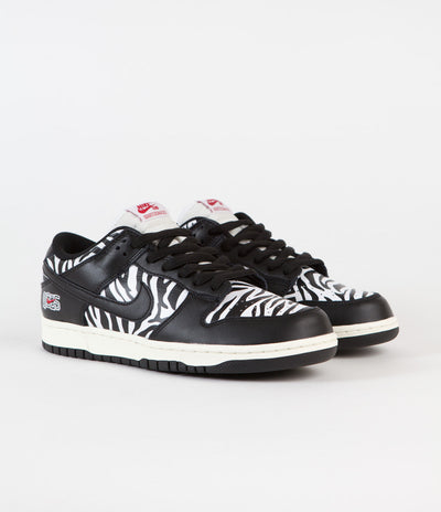 Nike SB x Quartersnacks Dunk Low OG Shoes in Black and White