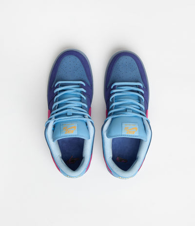 Nike SB x Run The Jewels Dunk Low Shoes in Deep Royal Blue and Active Pink and Blue Chill