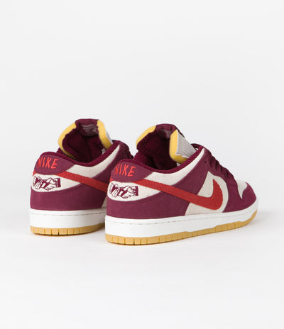 Nike SB x Skate Like A Girl Dunk Low Shoes in Dark Beetroot and Light Crimson and Light Bone