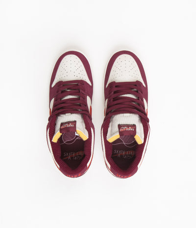 Nike SB x Skate Like A Girl Dunk Low Shoes in Dark Beetroot and Light Crimson and Light Bone