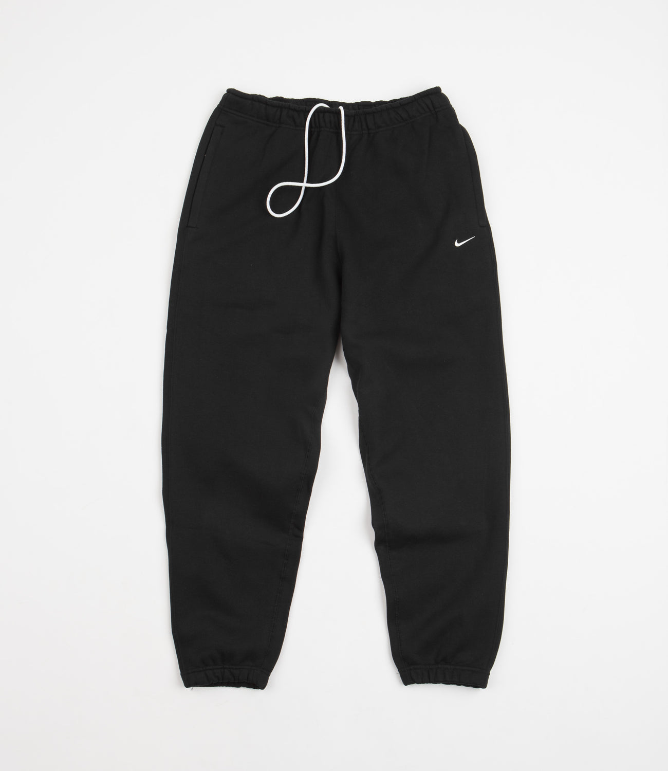 Nike Solo Swoosh Fleece Sweatpants - Black / White | Flatspot