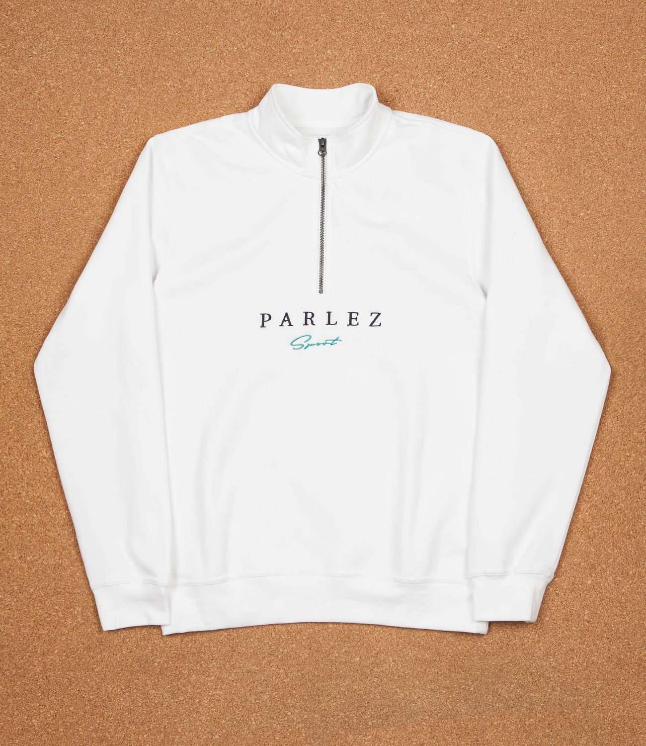 Parlez Sport Script Quarter Zip Sweatshirt White Flatspot