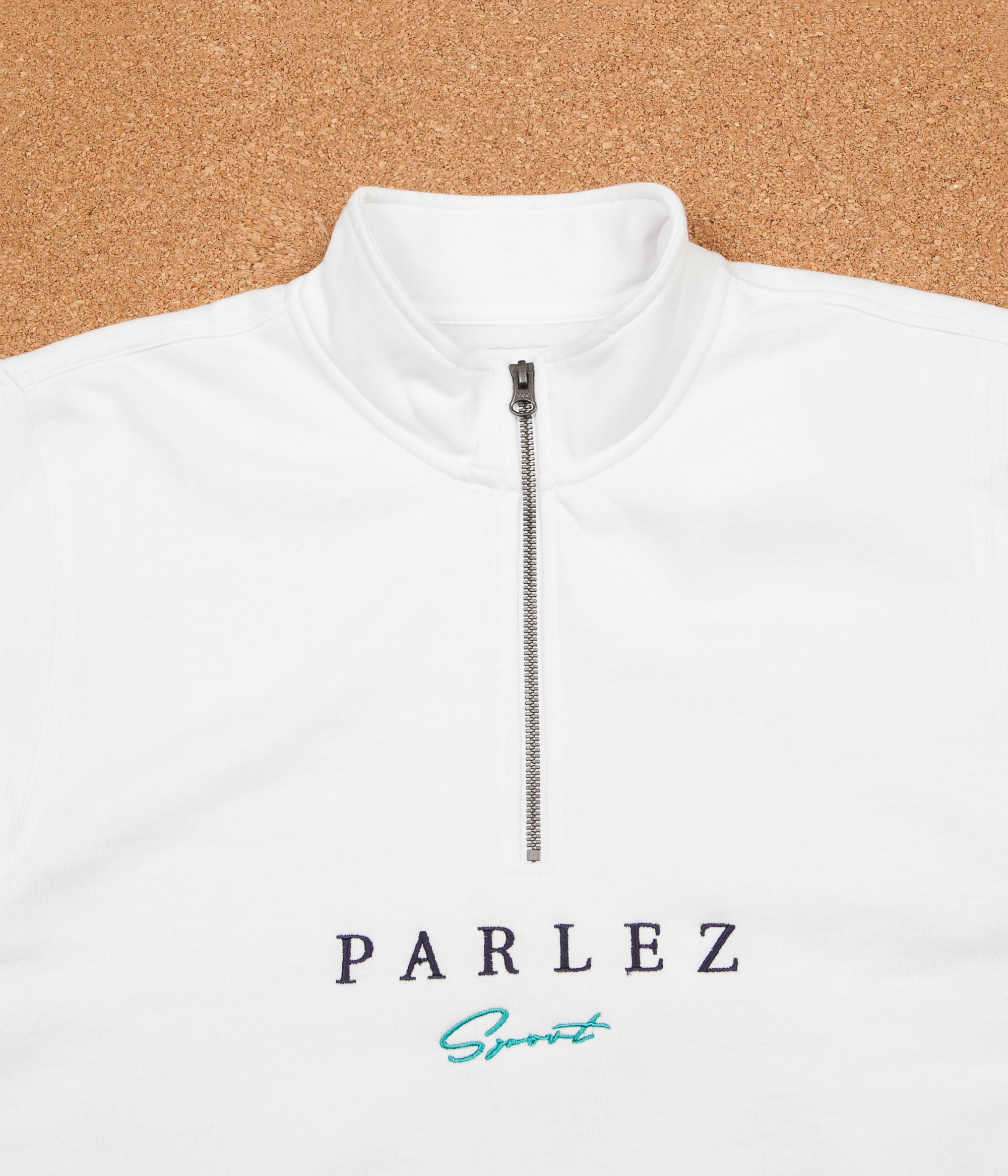 Parlez Sport Script Quarter Zip Sweatshirt White Flatspot