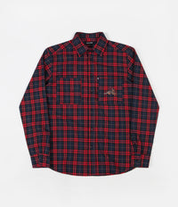Pass Port Best Friend Embroidery Flannel Shirt - Red / Navy