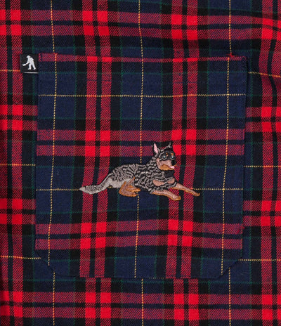 Pass Port Best Friend Embroidery Flannel Shirt - Red / Navy