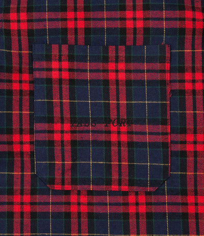 Pass Port Best Friend Embroidery Flannel Shirt - Red / Navy