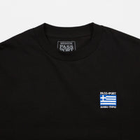 Pass Port Greece Embroidery T-Shirt - Black thumbnail