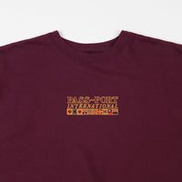 Pass Port International Embroidery Crewneck Sweatshirt - Maroon thumbnail