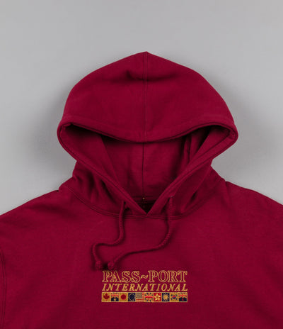 Pass Port International Embroidery Hooded Sweatshirt - Cardinal Red