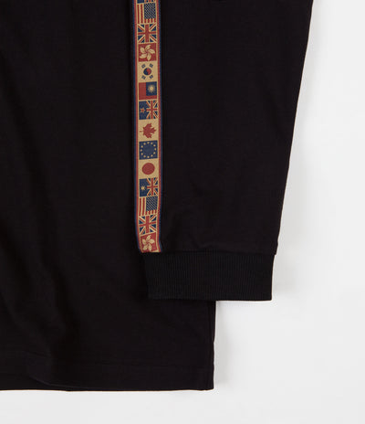 Pass Port International Embroidery Ribbon Long Sleeve T-Shirt - Black