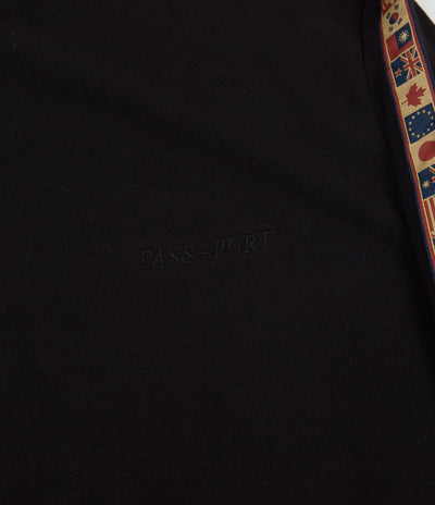 Pass Port International Embroidery Ribbon Long Sleeve T-Shirt - Black