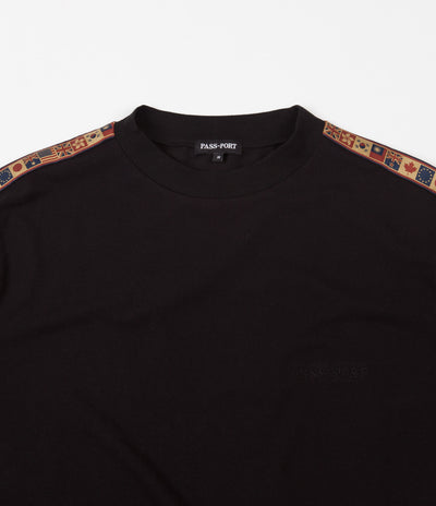 Pass Port International Embroidery Ribbon Long Sleeve T-Shirt - Black