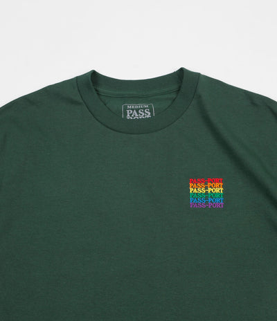 Pass Port Official Repeat Embroidered T-Shirt - Forest Green