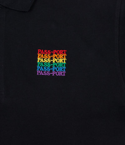Pass Port Rainbow Repeat Polo Shirt - Black