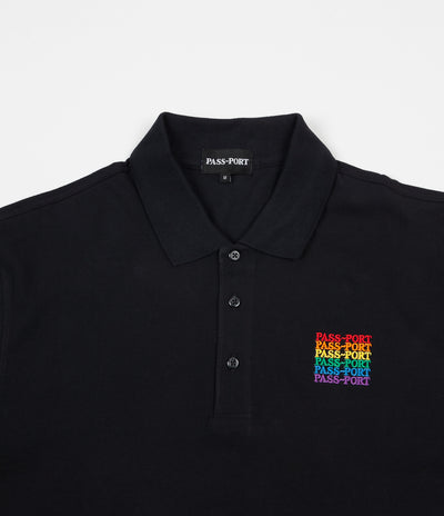 Pass Port Rainbow Repeat Polo Shirt - Black