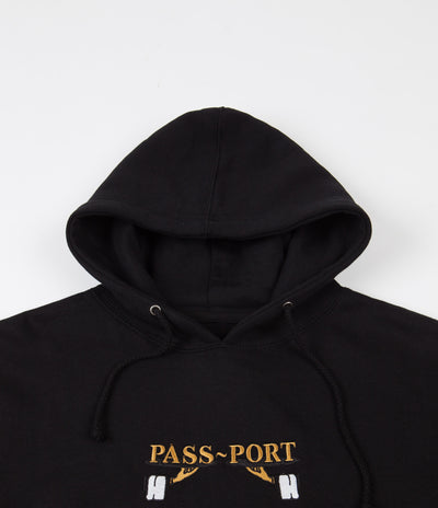 Pass Port Waiter Embroidery Hoodie - Black