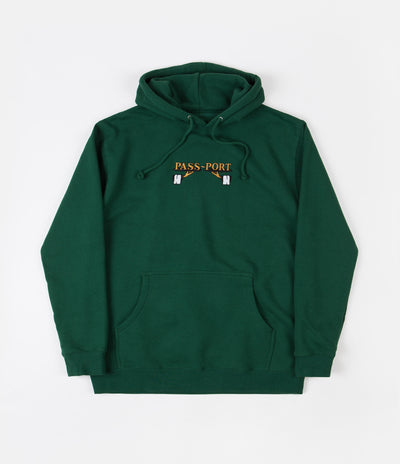 Pass Port Waiter Embroidery Hoodie - Forest Green