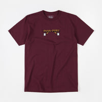 Pass Port Waiter Embroidery T-Shirt - Burgundy thumbnail