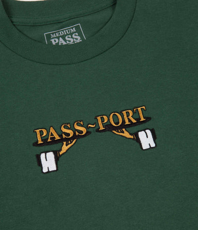 Pass Port Waiter Embroidery T-Shirt - Forest Green