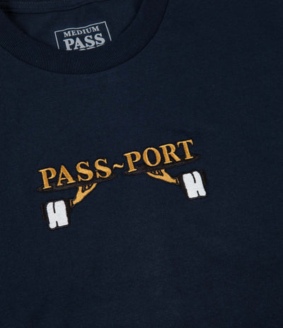Pass Port Waiter Embroidery T-Shirt - Navy